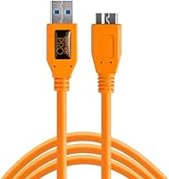 Vista 1 de Tether Tools TetherPro - Cable USB 3.0 a Micro-B para transferencia rápida y conexión entre cámara y computadora, naranja de alta visibilidad, 15