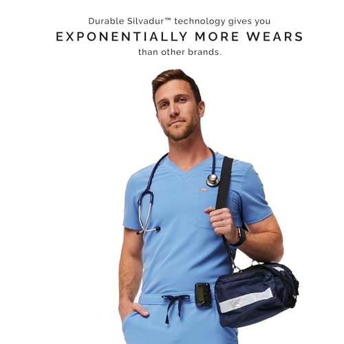 FIGS Leon Scrub Top for Men – 3 Pockets, Tailored Fit, Modern V-Neck, 4-Way Stretch, Moisture-Wicking