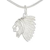 Hochwertige 925 Silber Indianer Häuptling Anhänger Indios Indianer-schmuck #1238