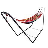 Portable Outdoor Hammock with Stand for Patio Garden Yard, Travel Camping Hammock Holds Up 440Lbs -...