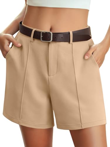 Feiersi Womens Casual High Waisted Elastic Waist Wide Leg Tailored Shorts...