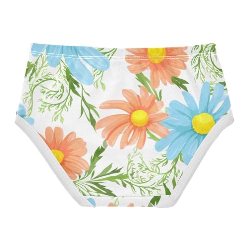 Cotton Toddler Girls Underwear Painted Daisy Flowers Blue Yellow Panties for Girl Flower Briefs Girls Undies 2t2
