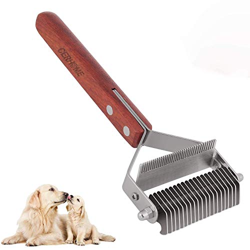 Dog Brush and Cat Brush – 2 Sided Pet Grooming Tool for Deshedding, Mats & Tangles Removing – No More Nasty Shedding and Flying Hair (L)