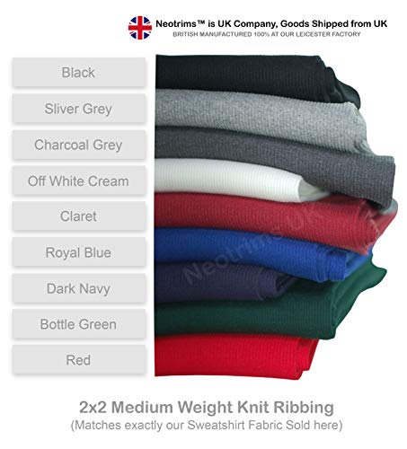 Fine 2 X 2 Knit Rib Elastane Neotrims Stretch Ribbing Fabric Material, Soft Handle With Great Recovery Resilient. Use Garment Cuffs, Waistbands And Collars, Also Use Stretch Fit Garments Apparel #TOP4