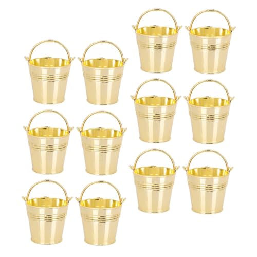 Ciieeo Lot De 12 Seaux À Dragées Plaqués Or Pour Mariage Multi-usages Pour Noël Anniversaire Mariage Petits Seaux Décoratifs Avec Poignées