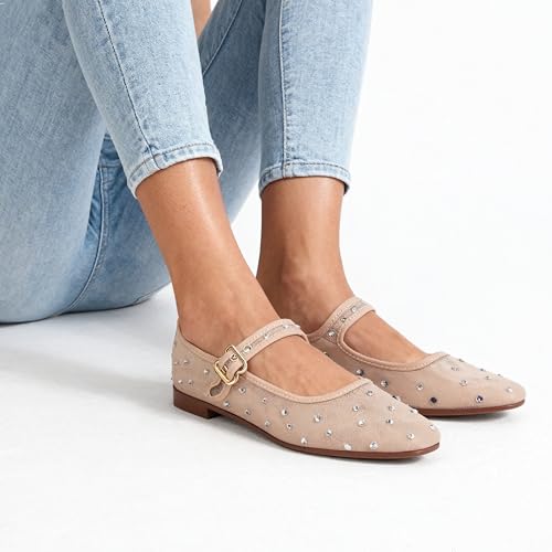 Image of DOEYG Mesh Ballet Flats Shoes for Women Leopard Animal Print Mary Jane Flats Shoes Square Toe Dress Casual Comfortable Velvet Ballerina Shoes