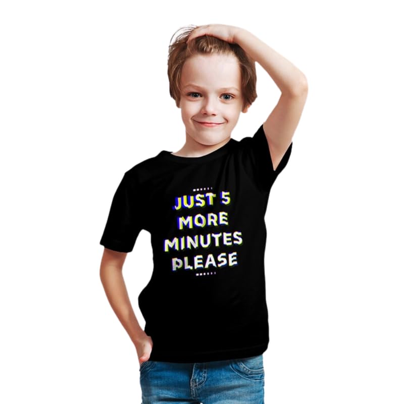 Miraesta Boys Micro Modal T-Shirt Just 5 More Minutes Please Gaming Collection, Soft & Comfortable (Black, 9-10 Years)