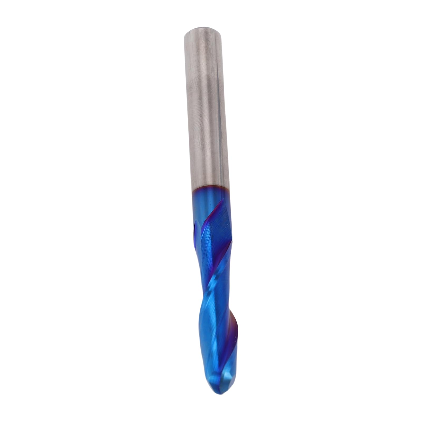 1/4 Zoll Kugelkopf-Fräser, Hartmetall-Spiralschaftfräser mit Blauer Nano-Beschichtung für CNC-Holzbearbeitung, 3D-Schnitzen und Kunststofffräsen, 1/4 Zoll Schaft, 2-schneidiges Design für