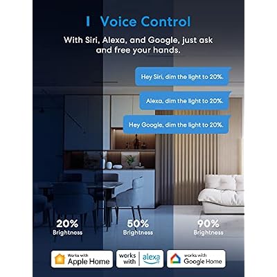 meross Smart Dimmer Switch, Single Pole WiFi Light Switch Works with Apple HomeKit, Alexa, Remote/Voice Control and Schedule, Neutral Wire Required, 2.4GHz WiFi Only, No Hub Required, 2 Pack
