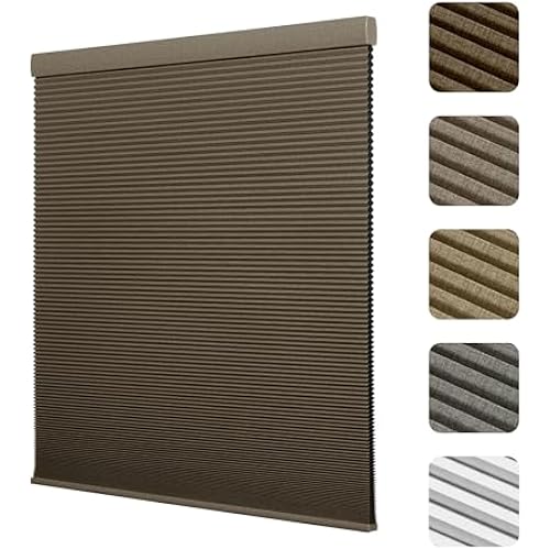 Boolegon Cordless Cellular Shades, Blackout Light Brown, Customized Size