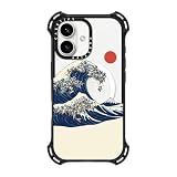 CASETiFY バウンス MagSafe対応 iPhone 16 ケース [耐衝撃性 / 6.5mからの落下試験をクリア (MIL規格6倍相当) / ワイヤレス充電およびMagsafe対応] - The Great Wave of Pugs - クリア ブラック