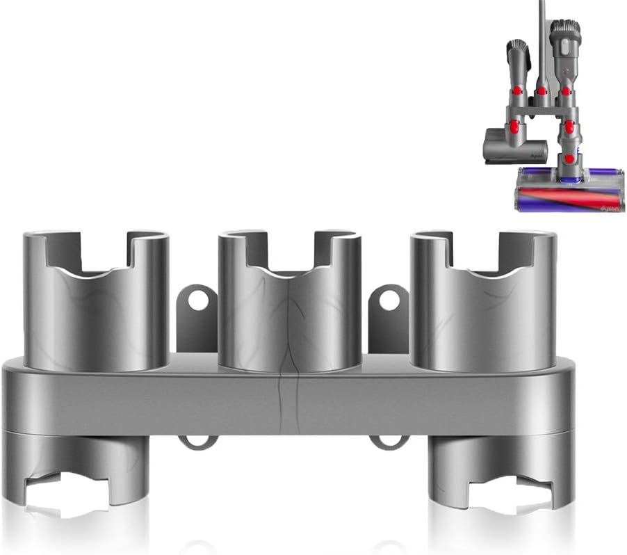 Image of Vacuum Accessory Holder Compatible With Dyson V7 V8 V10 V11 V15 Gen5 Wall Mount Dock Organizer With 5 Slots Attachment Storage Rack Grey 1 Pack