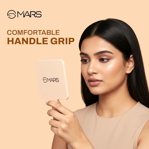 Image of MARS Makeup Mirror with Handle | HD Clear Reflection | Lightweight & Portable Design | Ideal for Precise Makeup Application and Travel Use | Black