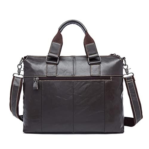 Men Genuine Leather Briefcase Bag Satchel Messenger Bags Leather Laptop Bag Document Totes Computer Bags4