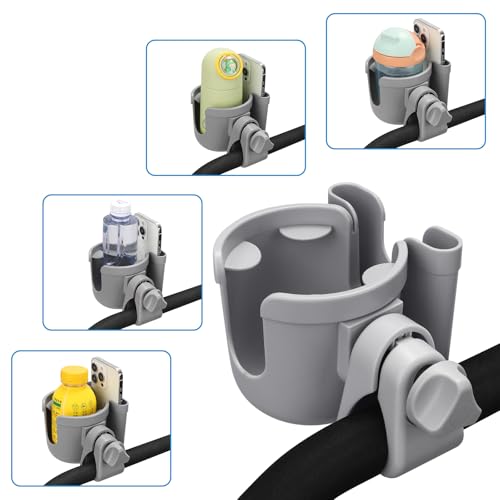 Accmor Stroller Cup Holder with Phone Holder, Bike Cup Holder, Universal Cup Holder for Uppababy Nuna Doona Strollers, 2-in-1 Cup Holder for Walker, Wheelchair, Scooter - 9