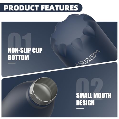 Image of WATERSY Stainless Steel water bottles,17oz /500ml Insulated Water Bottles,Cobalt metal water bottle Keeps Drink Cold and Hot,Blue BPA Free kids water bottles for School,Gym,Travel,Sports