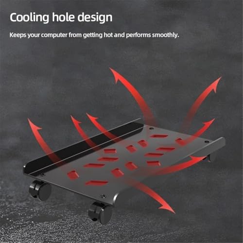 Holder CPU Steel Rolling Stand, soporte móvil para torre PC con ruedas bloqueables, soporte ventilado para CPU en piso para oficina en casa (Negro) miniatura 6
