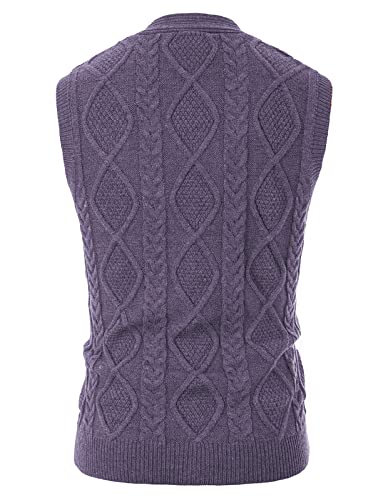 Image of PJ PAUL JONES Mens Cable Knit V Neck Sweater Vest Button Up
