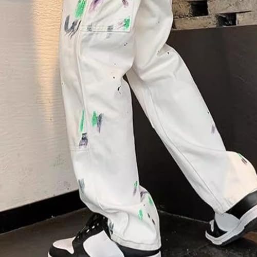 Mens Print Denim Work Pants Classic Regular-fit Pockets Jean Slim Fit Straight Cargo Jeans Pant4