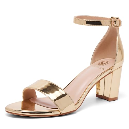 Women Open Toe Low Chunky Short Heels Ankle Strap Block Heel Sandals Party Dress Wedding Pump Shoes