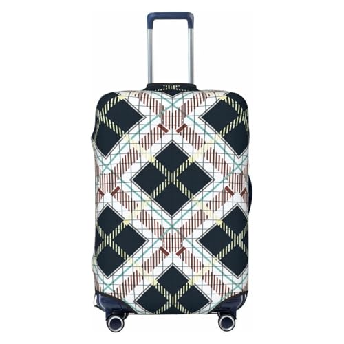 Tartan-Plaid-Black-And-White-Fabric-Texture-Check-Tartan-Il Luggage Cover, Protective Washable Suitcase Cover - Travel Fashion Elastic Suitcase Protector X-Large