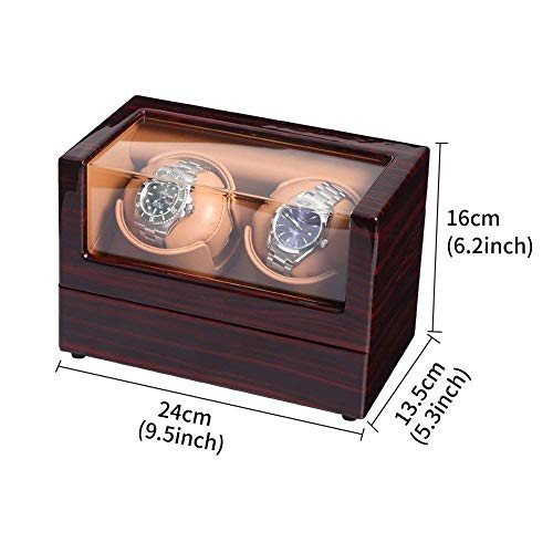 Caja doble de relojes con winder automatico silencioso en acabado rojo 6
