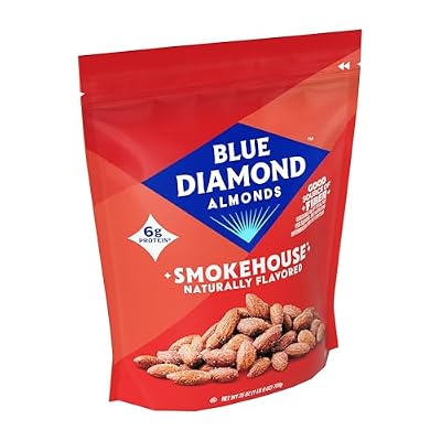 Blue Diamond Almonds, Smokehouse Flavored Snack Nuts, Plant-Based Protein and Fiber Snacks, Gluten Free Iconic Flavor Salty Nuts, Great for Events, Holidays, Parties, 25 Oz Resealable Bag (Pack of 1)