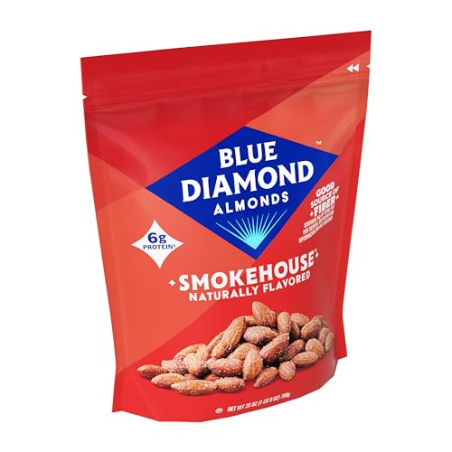 Image of Blue Diamond Almonds, Smokehouse Flavored Snack Nuts, Plant-Based Protein and Fiber Snacks, Gluten Free Iconic Flavor Salty Nuts, Great for Events, Holidays, Parties, 25 Oz Resealable Bag (Pack of 1)