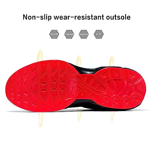 Zapatos De Hombre Men's Walking Shoes Low-Top Air Tennis Fashion Sneakers Athletics Sport Basketball Trainers All-Black/Red 6.5 #TOP2