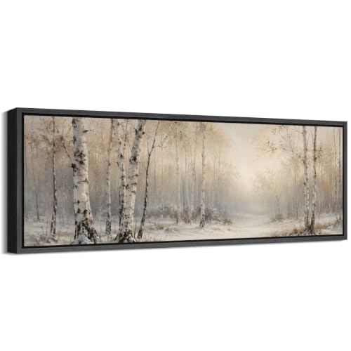 Image of MUDECOR Large Framed Canvas Print Wall Art Birch Forest for Living Room