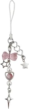Greabuy Elegant Beaded Keychain Bag Pendant Unique Phone Charm Delicate Bowknot Key Ring Accessory Charm