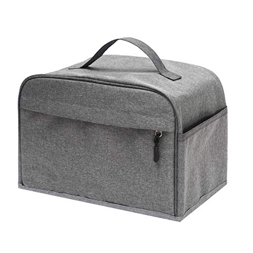 Bolsa de tostadora con cremallera y bolsillos abiertos, con asa, protección contra polvo y huellas dactilares, lavable a máquina, gris 1.5x7.5x8inch Gris (2 tostadoras)