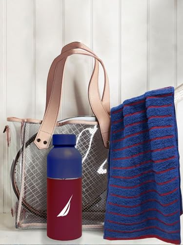 Image of NAUTICA Combo Set Gym Towel + Bottle | 3 PC Set- 1 Single WALL Bottle + 2 PCS Hand Towel | Combo Set for Gym, Yoga, Running & Training |Blue /RED