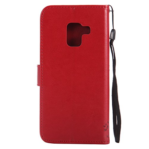 Herbests Cover Galaxy A8 2018, Custodia Galaxy A8 2018 Portafoglio, Slim Elegante Vintage PU Leather Wallet Case Copertura, Supporto di Stand e Porta Carte di Credito Cuoio Custodia - Image 3
