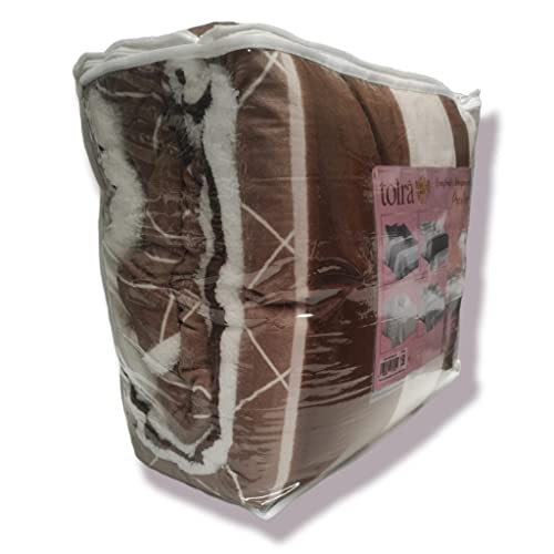 Mercatienda.es Edredón Sherpa 150 cm Tolrá 600gm,de 250_x_260 cm Modelo CS007 en Color Nogal, edredón con Borreguito para otoño e Invierno con los cuadrantes de Regalo.