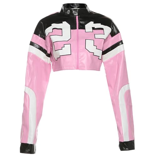 Veste moto femme rose en simili cuir pour vos sorties d'automne