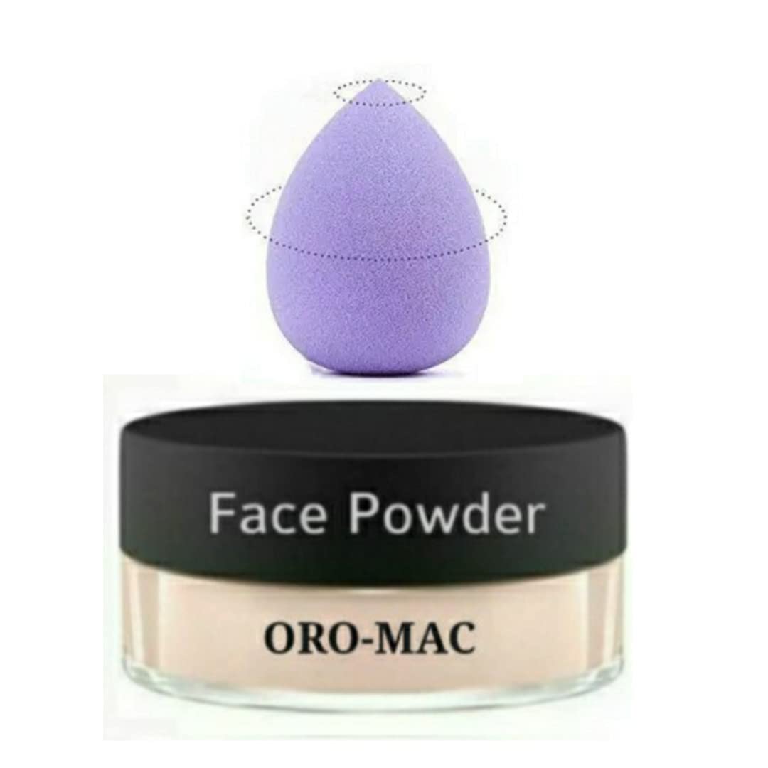 ORO-MAC loose face powder with makeup blender (set of 2)