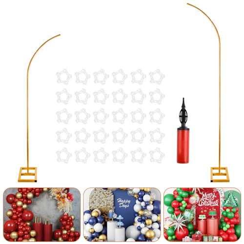 7.2ft and 5.9ft Half Balloon Arch Stand Kit with Heavy Duty Base Comes with 8 Water Filling Bags - Metal Frame for Weddings Birthdays Party Backdrop Decoration.