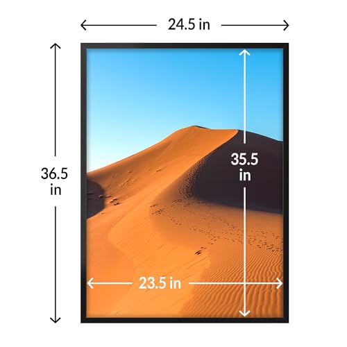 LaVie Home 24x36 Picture Frame for Wall Display, 24x36 Black Picture Frame with HD Plexiglas, 24 x 36 Poster Frame 1 Pack, Display Frame for Vertical or Horizontal, Classic Collection