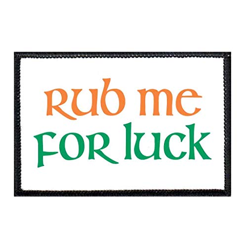 Rub Me For Luck - Orange Morale Patch | Hook And Loop Attach For Hats, Jeans, Vest, Coat | 2X3 In | By Pull Patch #TOP14