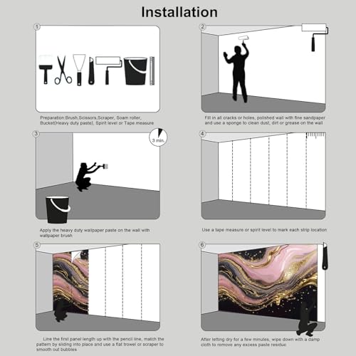 Papier peint panoramique marbre 3D grand format pour masquer les défauts - 8