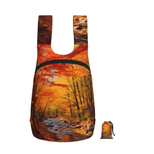 WSOIHFEC Fall Foliage Backpack - Lightweight 16L Foldable Hiking Daypack Packable Back Pack Travel Bag Zipper