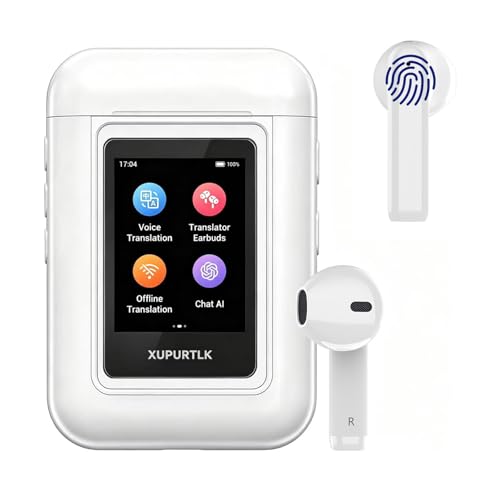 Xupurtlk AI Translation Earbuds Real Time, 120 Offline Packages Audifonos Traductores Inglés Español, Language Translator Earbuds with 74 Online Languages, A8 Translator Device for Travel/Business