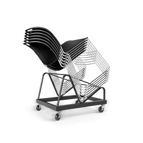 OEF Furnishings OEFCL85 Stack Chair Dolly, Premium Commercial Heavy Duty Steel Cart with Wheels (Vertical Stacking Cradle, Fits OEF850 CL and Most Stacking & Sled Chairs, 1100 lb, Swivel Casters)
