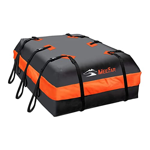 Car Roof Bag XBEEK Rooftop top Cargo Carrier Bag 20 Cubic feet Waterproof for All Cars with/Without Rack, Includes Anti-Slip Mat, 10 Reinforced Straps, 6 Door Hooks, Luggage Lock by MeeFar - Used condition - US$110.46