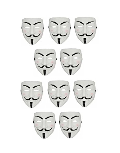 HK Balloons V for Vendetta Comic Face Mask (White) Pack of 10