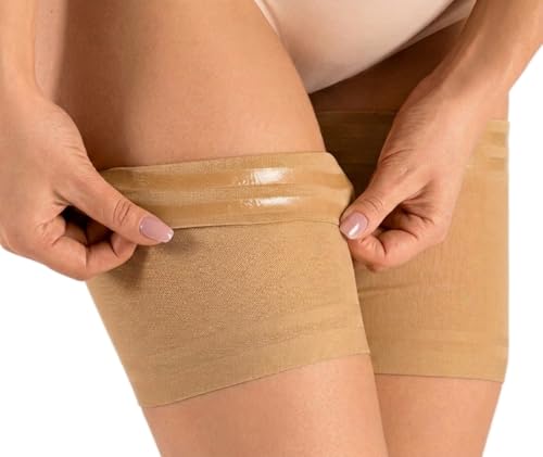 Sesto Senso Lisas y Sexys Bandas Femeninas para los Muslos Contra Rozaduras con Bandas de silicona de soporte en el interior Beige 70-75 XL