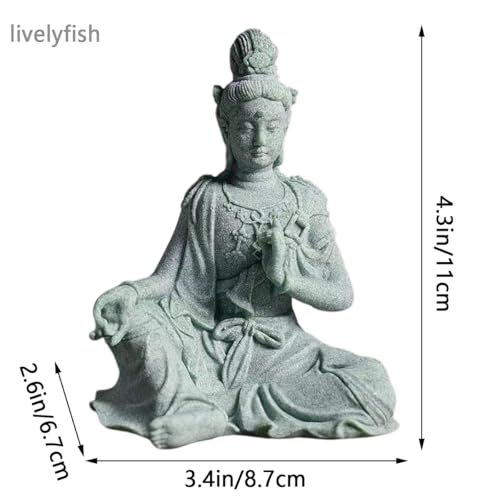 Image of livelyfish Fish Tank Decorations Buddha Statue Aquarium Stone Buddha Figurine Asian Zen Garden Guanyin Statues Underwater Landscaping Ornament, B