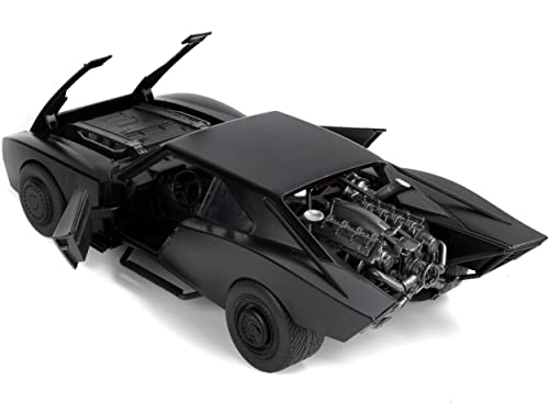 Image of Batmobile Matt Black with Lights and Diecast Figurine (2022) Movie DC Comics 1 /18 Diecast Model Car by Jada 32504