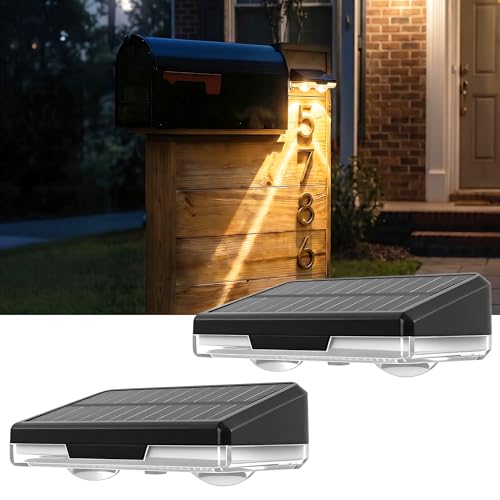 wemidels Solar Mailbox Lights Waterproof House Number Light Solar Powered Auto Dusk to Dawn Outdoor Address LED Light for Mailbox Number Wall Sign Post Fence 3000/4500/6000K 2 Pack